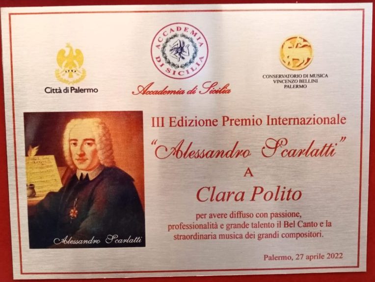 All’ex allieva Clara Polito il premio “Alessandro Scarlatti – Città di Palermo” per la carriera internazionale