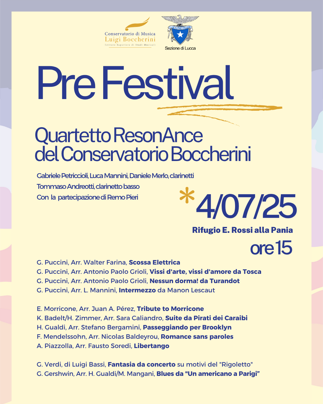 Al via la collaborazione tra Conservatorio “L. Boccherini” e CAI Lucca: il 4 luglio il Quartetto ResonAnce in concerto al Rifugio Rossi